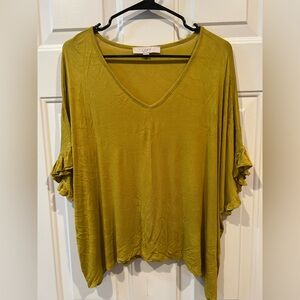 LOFT Women's Chartreuse V-Neck Blouse